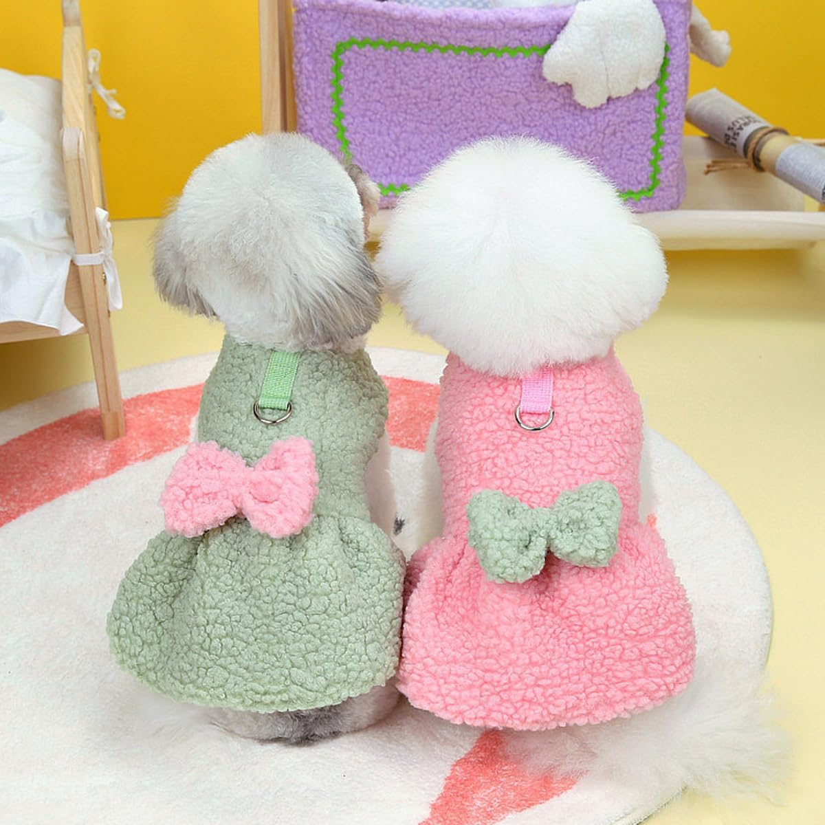AIMALL Spring & Autumn Pet Clothes - Teddy Bear Dog Dress and Kitten Ice Cotton Skirt, Cute and Cozy Outfit for Small Dogs and Cats image number 5