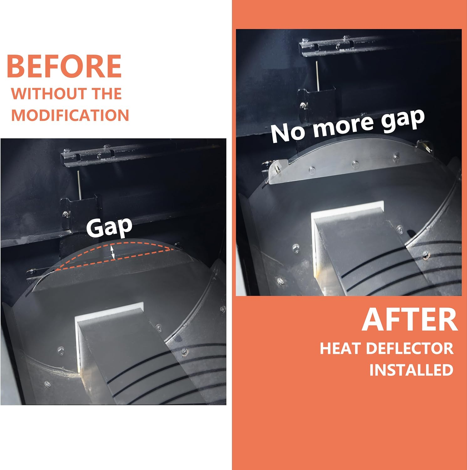 Vencino Heat Deflector Modification for Pit Boss: Improved Grate Temperatures with Magnetic Heat Air Gap Plate - Heavy-Duty Steel, Less Fly Pellet Dust, Accurate Temperature Probing image number 6