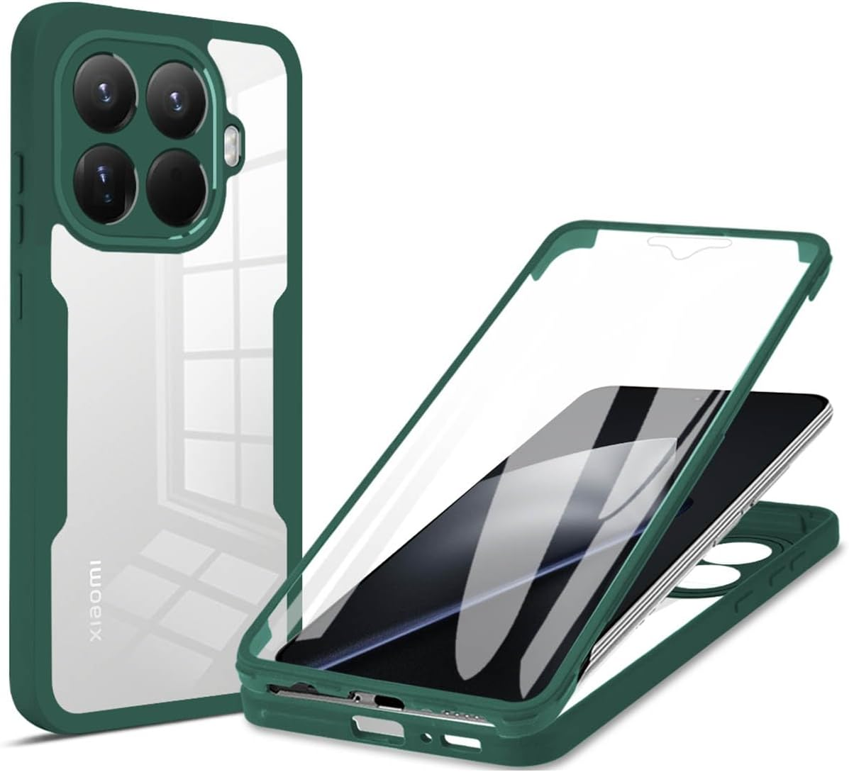 UPLAI Transparent Case for Xiaomi 15T Pro 5G, 360 Degree Full Body Military Grade Shockproof Mobile Phone Case Built-In Screen Protector, Soft TPU Bumper Protective Case, Black