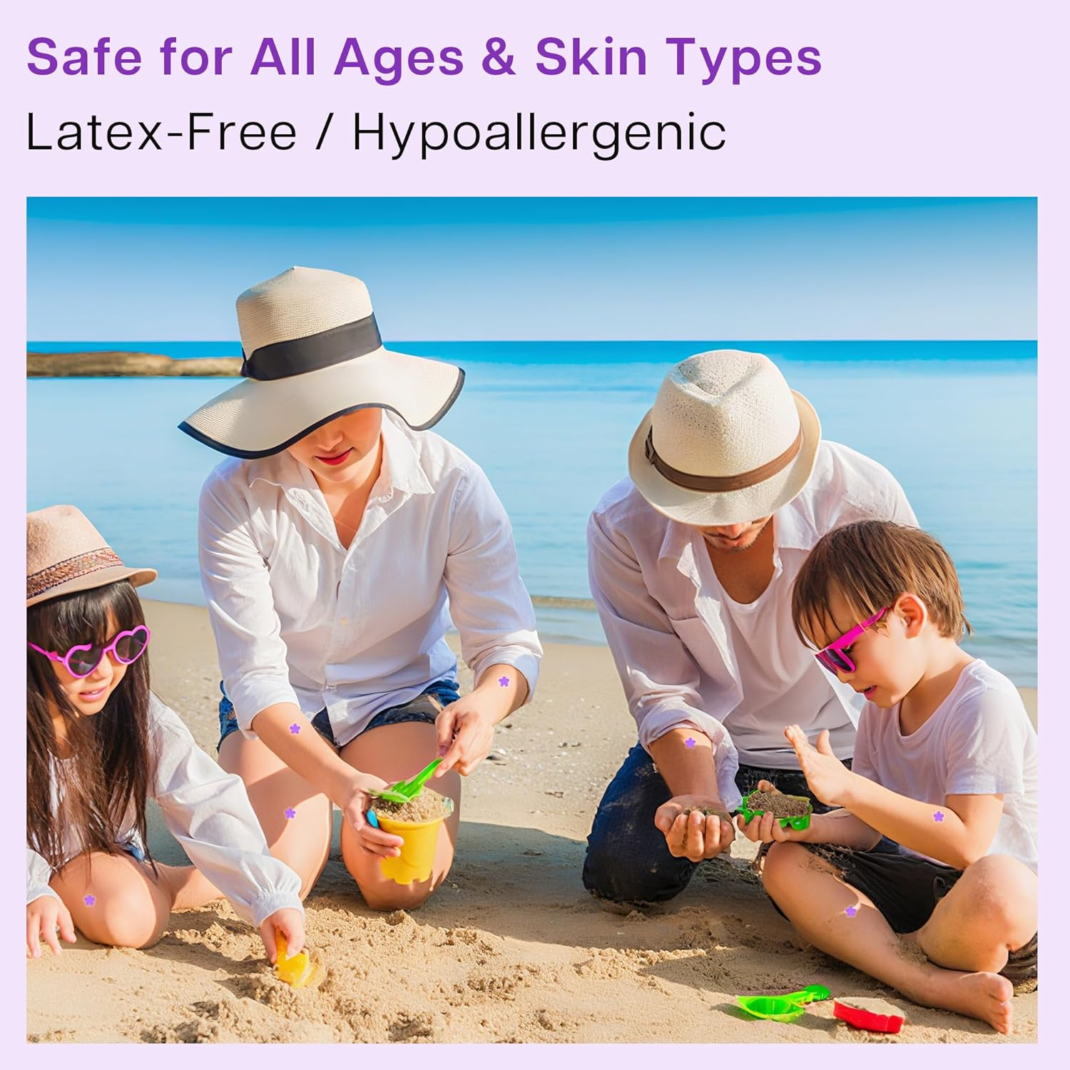 36PCS UV Detector Temporary Tattoos - Color Changing Sunscreen Reminder, Purple UV Stickers Waterproof, Skin-Friendly, Ideal for Beach, Hiking, Camping & Outdoor Sun Protection image number 4