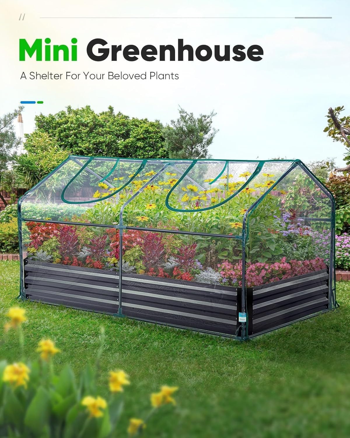 Quictent Waterproof UV Protected Reinforced Mini Cloche Greenhouse 71WX 36D X 36H Portable Green Hot House image number 3
