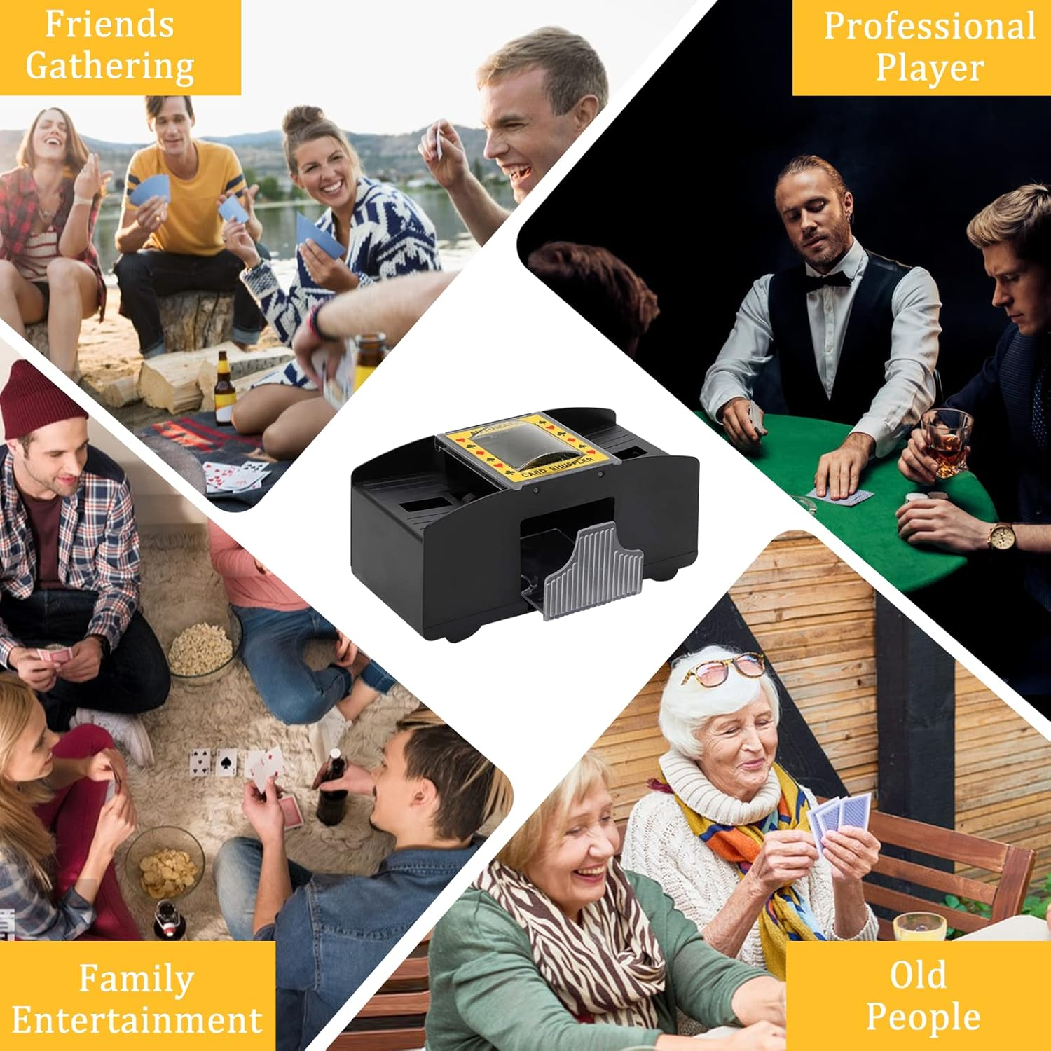 Automatic Card Shuffler 1-2 Deck, Electric Poker Card Shuffler Machine for UNO Playing Card Game, Electric Shuffler Machine for Blackjack, Texas Hold'Em, Family Party Travel (Battery Operated) image number 2