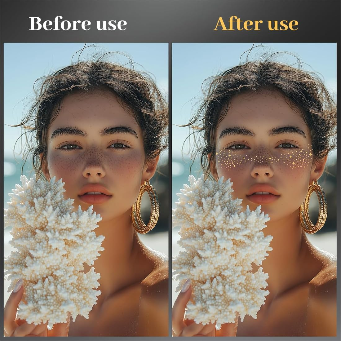 JYNVO Glitter Freckles Tattoo 10 Glitter Freckles Tattoos (Fits Party, Make-Up, Make up Users) image number 1