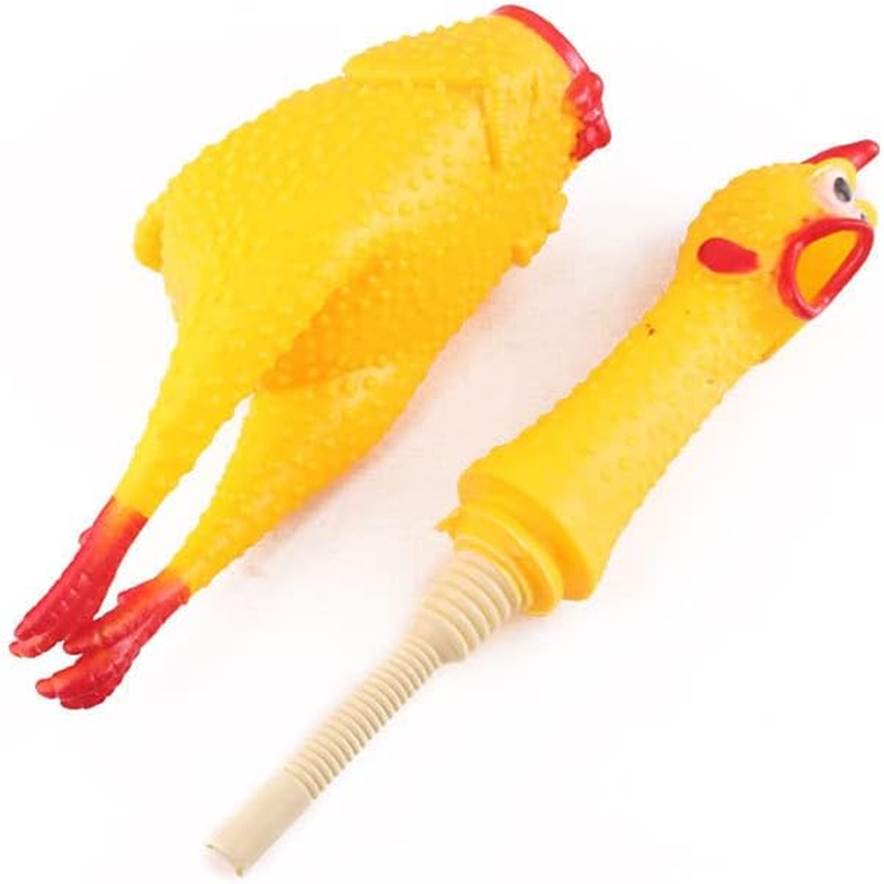 Screaming Chicken Toy &ndash; Super Durable & Funny Squeaky Chicken Dog Chew Stress Relieving Toys (Yellow, 38CM)