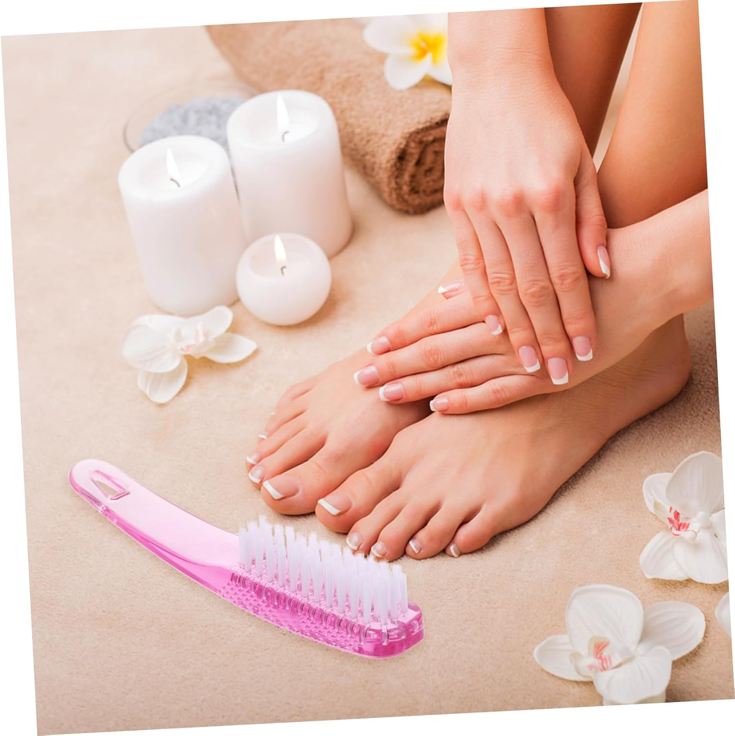 2Pcs Manicure Brush for Nails Clean up Nail Scrubber Brush Plastic Handle Grip Pedicure Foot Care Dust Removal Tool image number 3