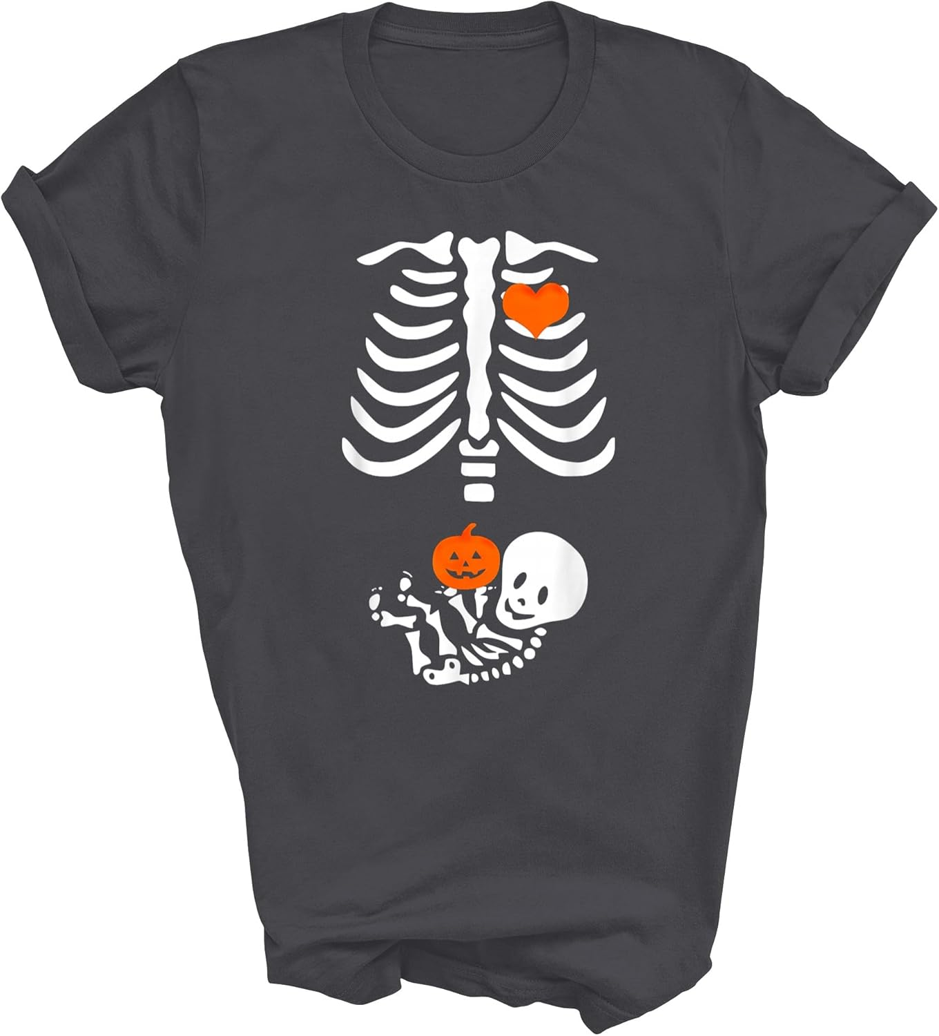 Halloween Skeleton Rib Cage Maternity Pregnant Pumpkin Unisex Shirt Men Women Gift