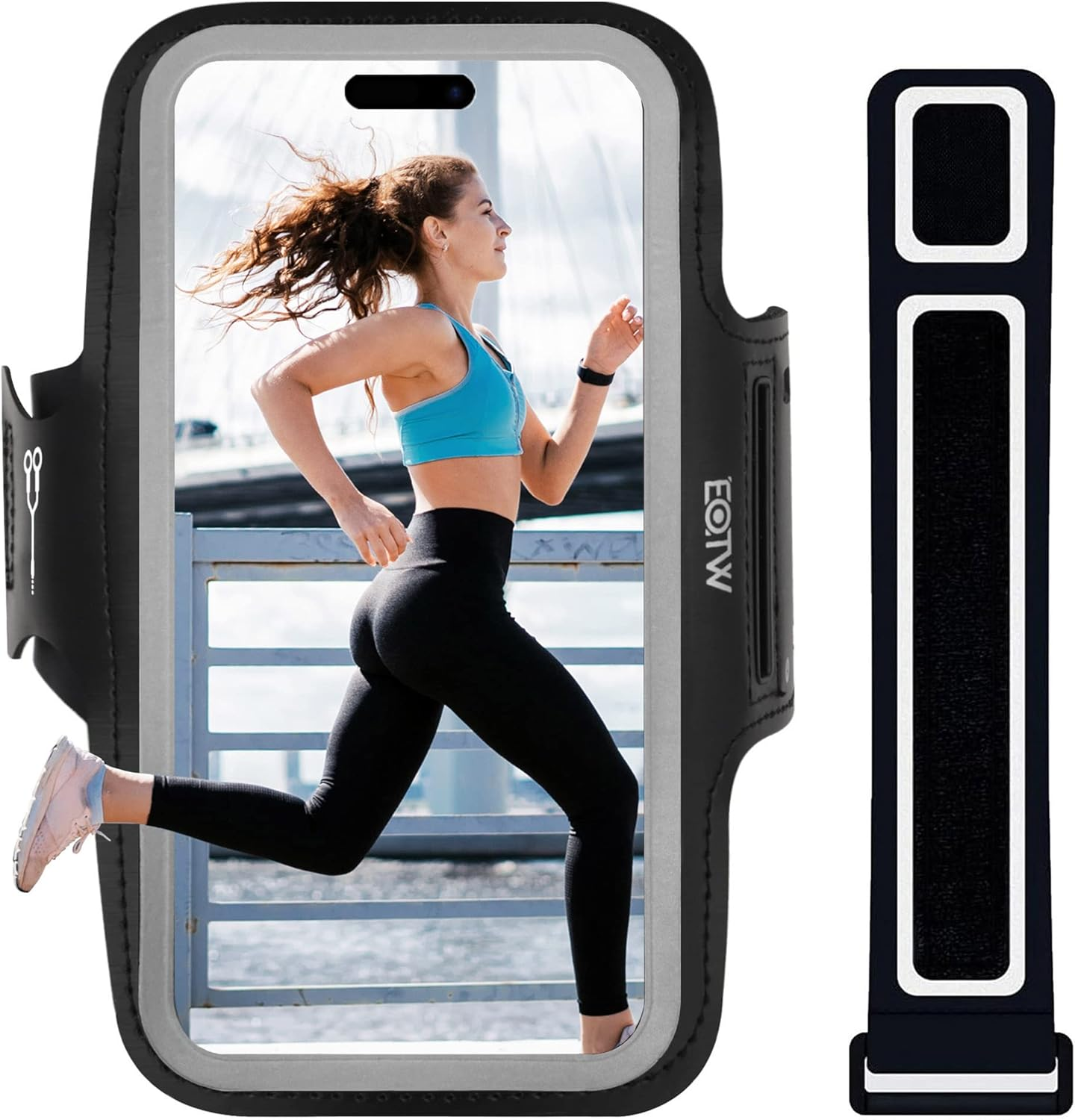 Mobile Phone Case Running Armband Jogging Sports Mobile Phone Holder Arm with Airpods Case for Iphone 16/15/14/13/12 Pro Max Galaxy S24+/S23+/S22/S21/S20 (6.2 Inches ~ 6.8 Inches)