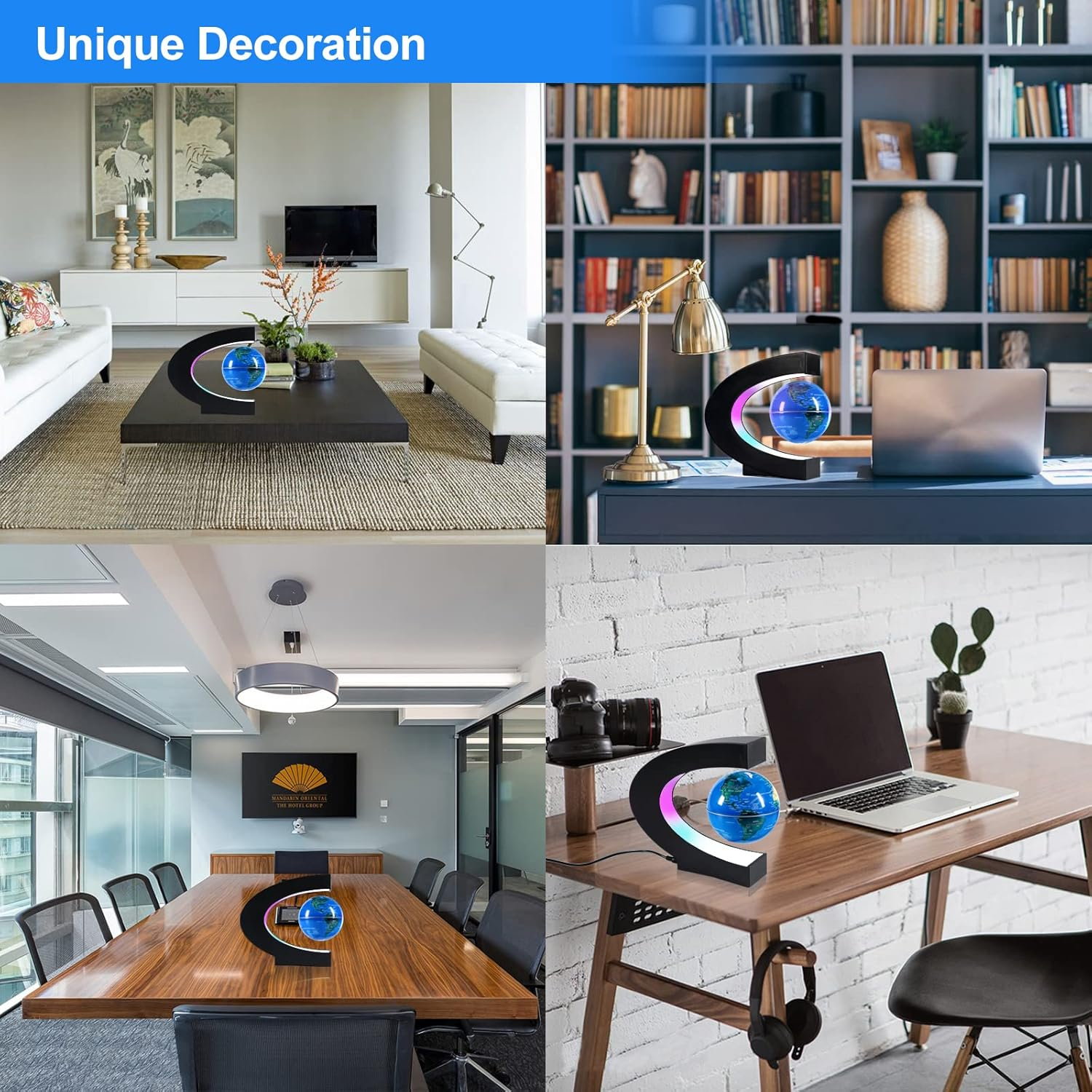 Flagest Magnetic Levitation Floating Globe, Levitating C Shape Globe with LED Lights for Educational Home Office Desk Bookshelf Decor, Birthday Holiday Chirstmas Creative Gift (Globe Diameter 3.3 Inches） image number 1