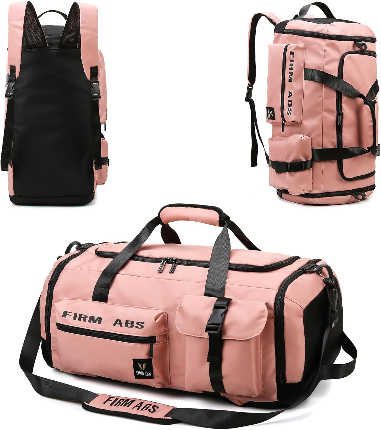 Mfinesun 3 in 1 Gym Bag for Men and Women, 65L Large Capacity Travel Duffle Bags Convertible Backpack Weekender Overnight Bag with Shoes Compartment and Dry and Wet Separation (Black)