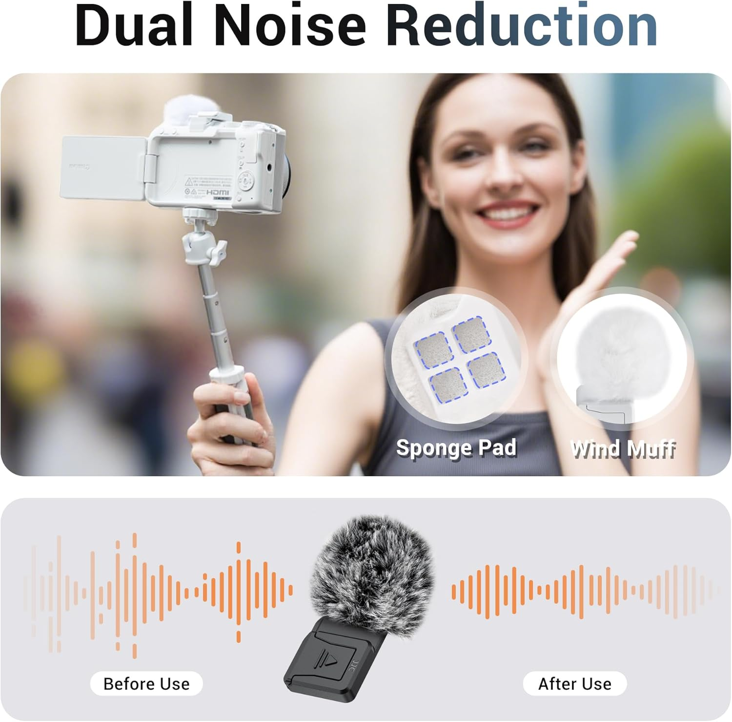 JJC R50V Cold Shoe Wind Muff for Canon EOS R50V R50 V Camera, Cold Shoe Adapter with Furry Windscreen to Reduce Noise, Cold Shoe Mount Holder for Canon R50V Accessories LED Light Microphone Attachment image number 5