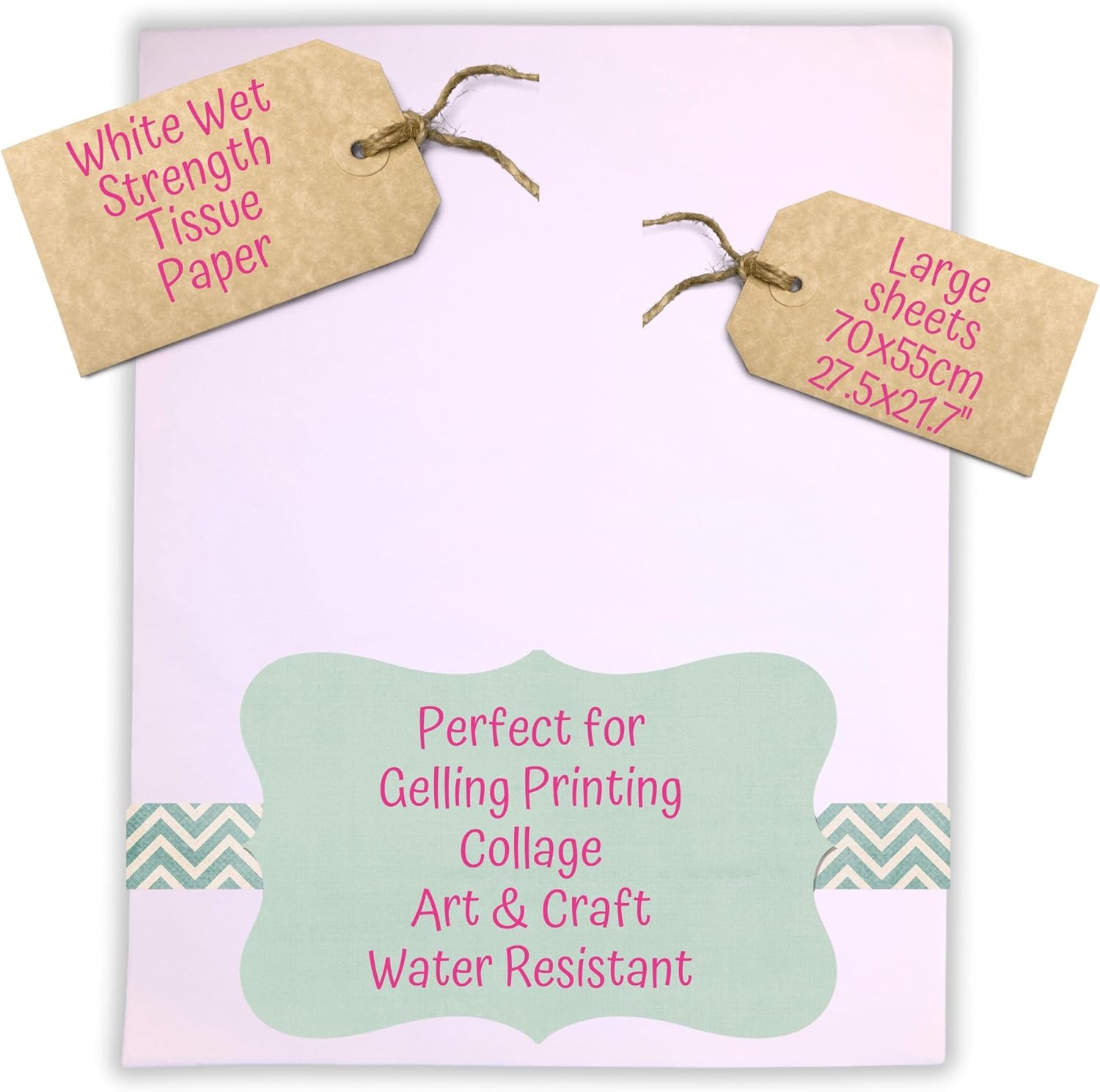 Carnival Papers Wet Strength White Tissue Paper Alternative to Deli Paper for Model Making, Geli Printing, Mixed Media Crafts Etc Resistant to Tearing When Wet (10) image number 1