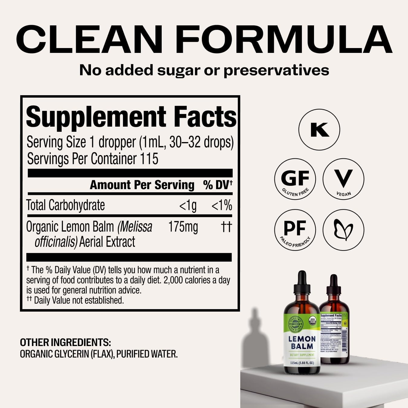 Vimergy USDA Organic Lemon Balm 10:1 (115 Ml) image number 5