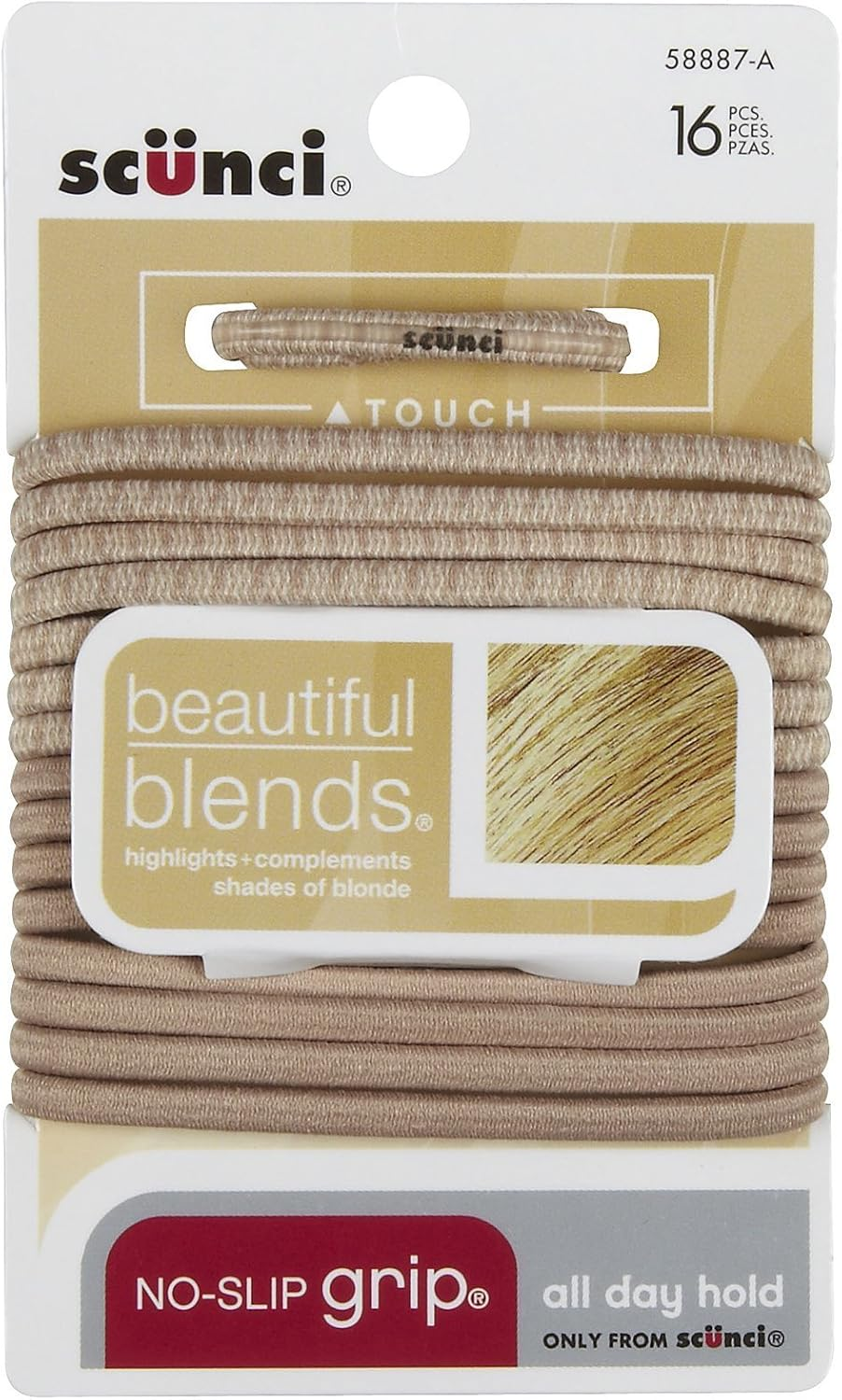 Scunci, No Damage Elastic Hair Ties, Blonde