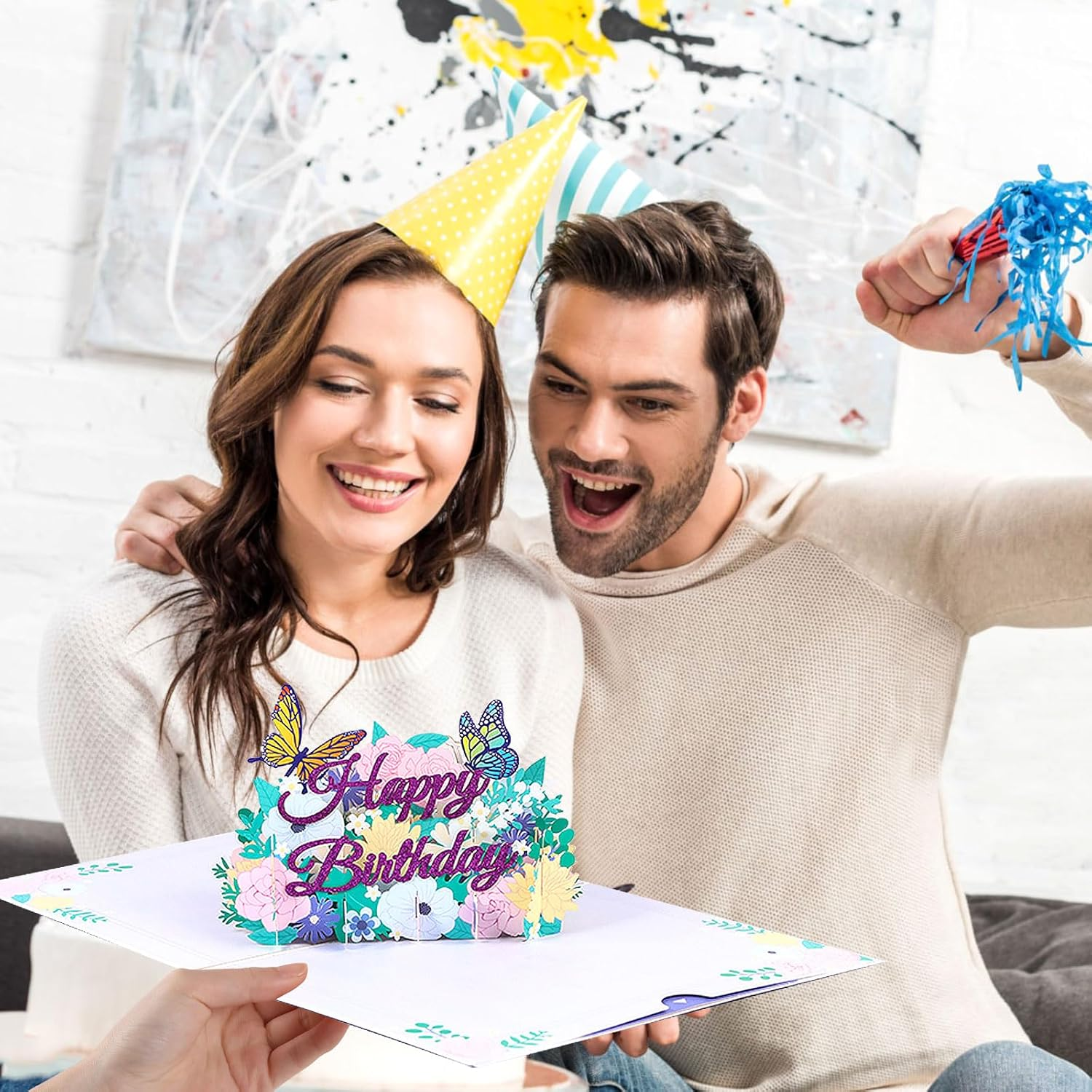 Pop up Birthday Card, Flowers Butterflies 3D Greeting Card,Birthday Cards for Women Daughter Small Greeting Card inside Paper Letter Card for Her