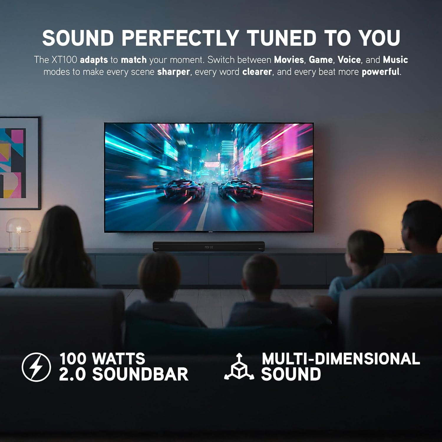 Blueant XT100 TV Soundbar with Wireless Subwoofer 120W Home Theater Sound System, Bluetooth & HDMI ARC, Powerful Bass, Surround Sound for TV, Movies & Music, Dolby Atmos, Output Power 50W image number 4