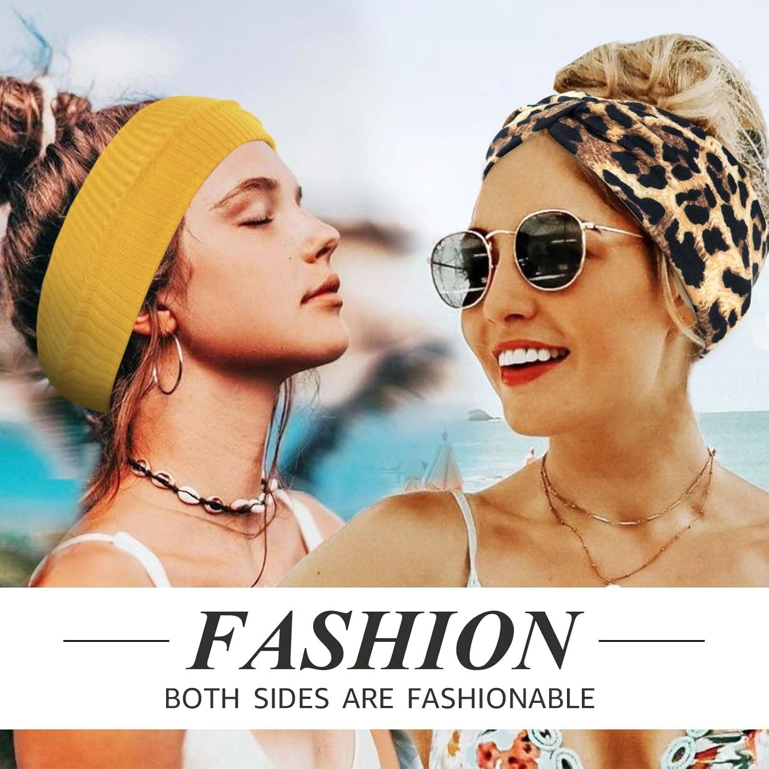 PROPOG Pack of 6 Women'S Hair Bands, Elastic Headband, Women'S Non-Slip Leopard Print Hair Bands, Women'S Soft Headscarf, Headband, Wide Hair Accessories for Yoga, Sports, Running, Exercise image number 2