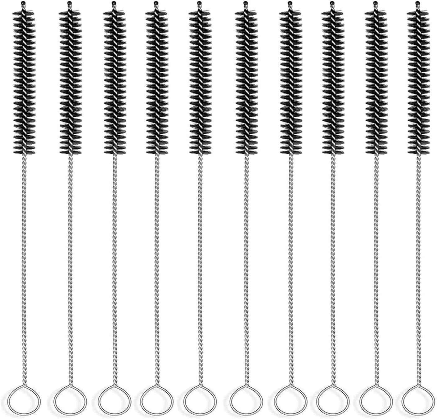 Straw Cleaner Brush,10 Pcs Drink Straw Cleaning Brush Kit, Extra Long Pipe Cleaners, Straw Cleaning Brush Bottle Brush Cleaner Pipe Cleaner for Tumbler, Sippy Cup, Bottle and Tube (Black-10Pcs) image number 1