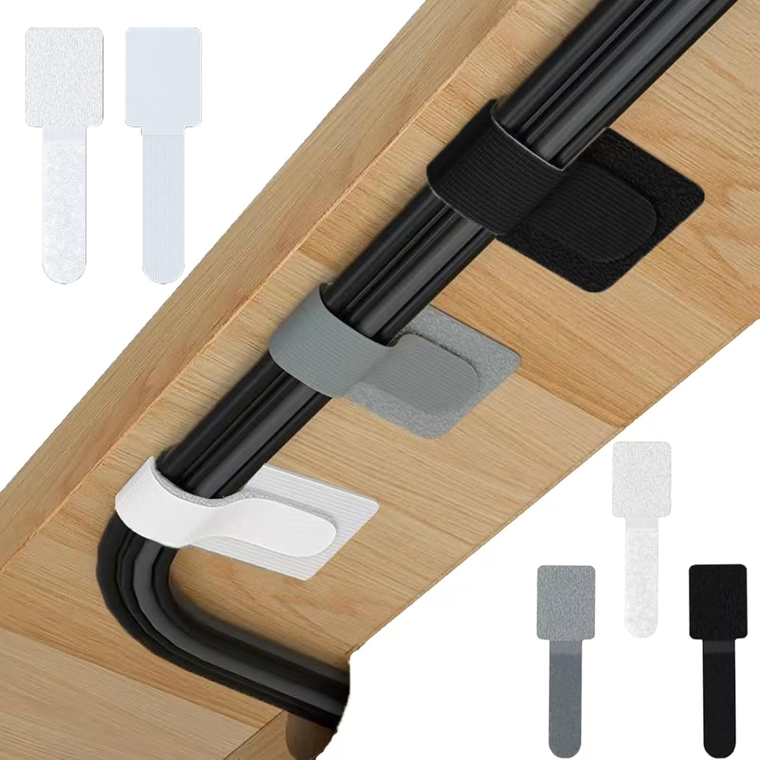 50-Pack Self-Adhesive Cable Ties, Reusable Fastening and Organizing Data Cables, Cable Management Ties, Suitable for Headphones, Mobile Phones, and Electronic Devices under the Table image number 6