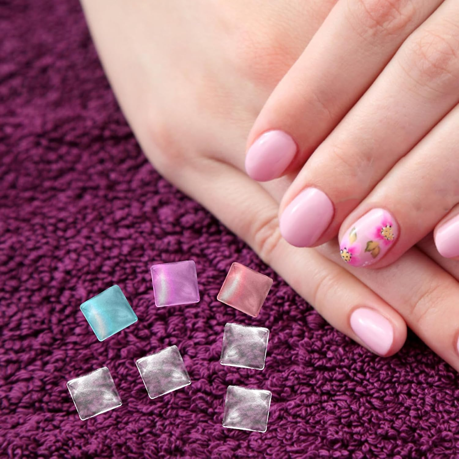 TEHAUX Nail Art Display Rack with 100Pcs Glass Nail Charts Square Manicure Tool for Professional Salon and Diy image number 1