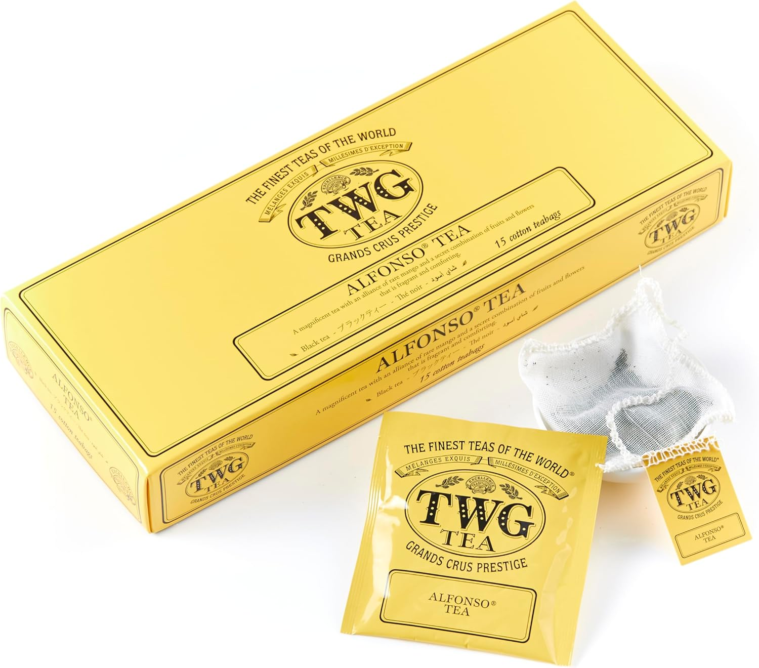 TWG Tea | Alfonso Tea | Black Tea | Mango Pieces | 15 Hand Sewn Cotton Tea Bags | Gift Set image number 5