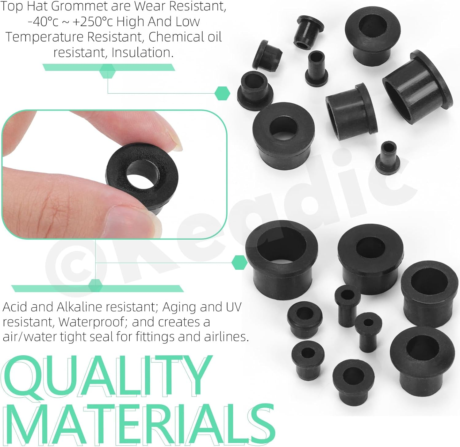 Keadic 72Pcs 9 Sizes Silicone Rubber T-Type Grommets Assortment Set, Hole Firewall Wire Cable Hole Plugs for Water Pipe, Tubing, Hydroponic, Irrigation, Desk image number 4