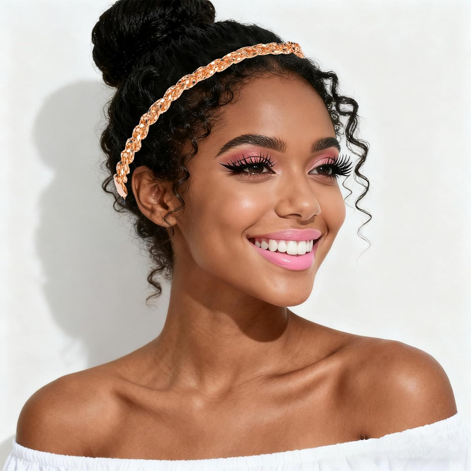 Gold Headpiece for Women, Gold Head Chain Jewelry Stylish Circlet Headpiece for Women Girls Festival Prom Party image number 2