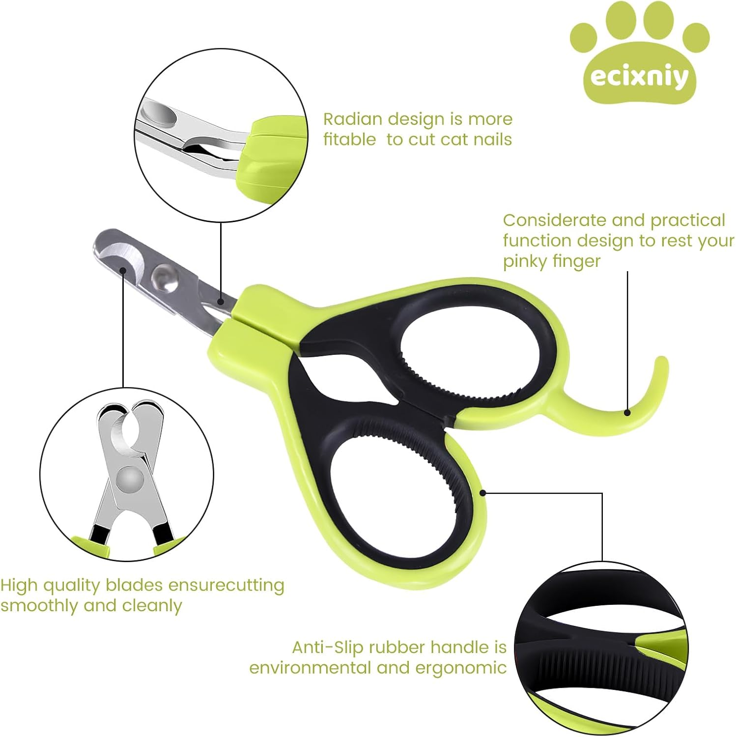 【Ecixniy】Premium Ergonomic Pet Nail Clippers for Cats, Dogs and Small Animals - Anti-Slip Sharp & Safe Design for Claw Trimming (Pink) image number 6