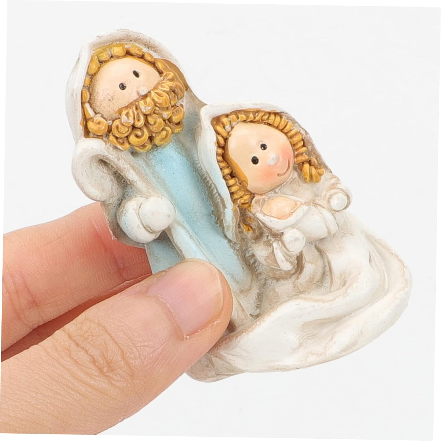 2Pcs Mini Nativity Tabletop Scenes Religious Ornament Small Jesus Figurine Resin Holy Family Scene Shelf Decor Christian Christmas Ornaments for Home image number 2