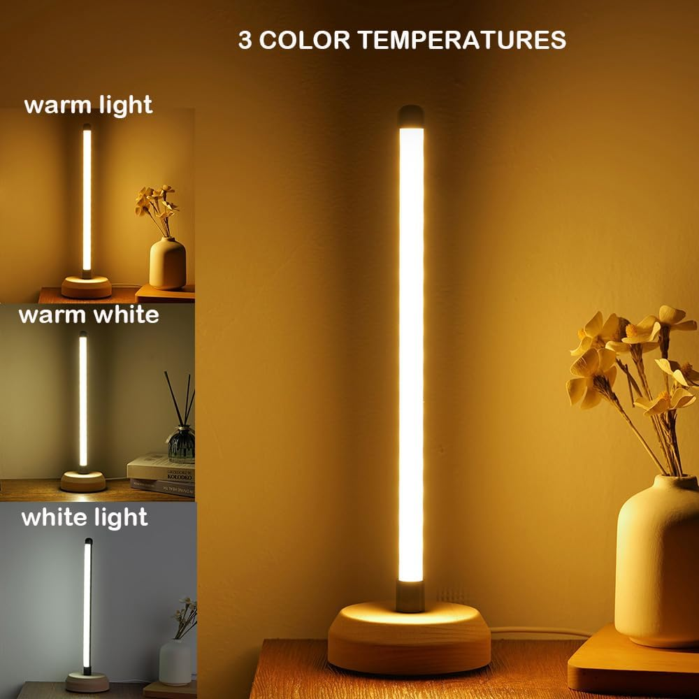 ANLAIBO LED Wood Table Lamp,Desk Lamp,3-Color Temperature Bedside Lamp,Bedroom Bedside Night Lights, Dimmable Led Lighting, Small Table Lamps for Living Room Officecreative Home Decor, Warmging Gift image number 4