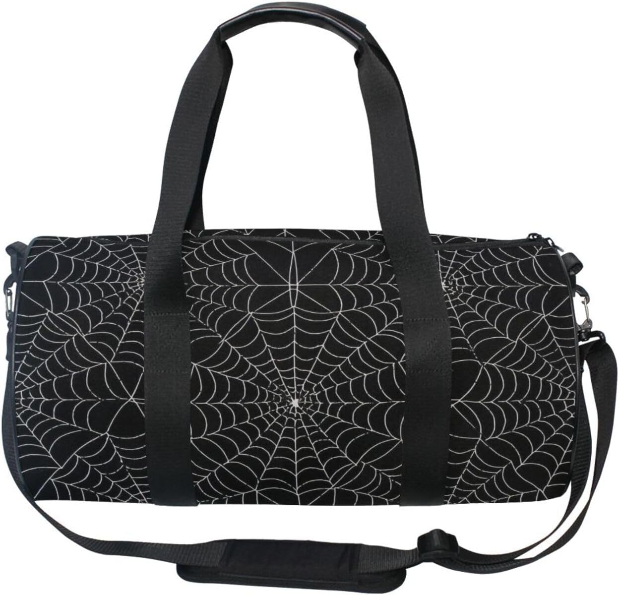Gothic Black Halloween Spider Web Large Duffle Bag Overnight Bag Airplane Traveling Foldable image number 2