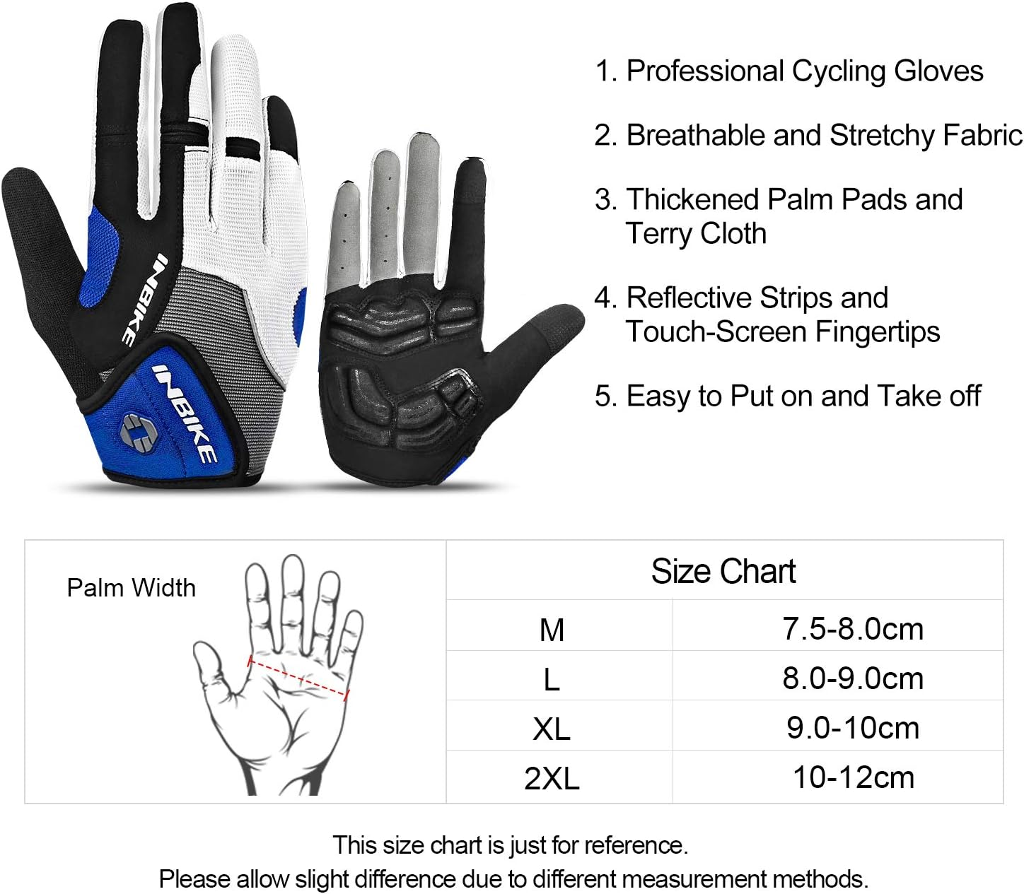 INBIKE Men'S Cycling Gloves, Full Finger Gel Padded Mountain Bike image number 2
