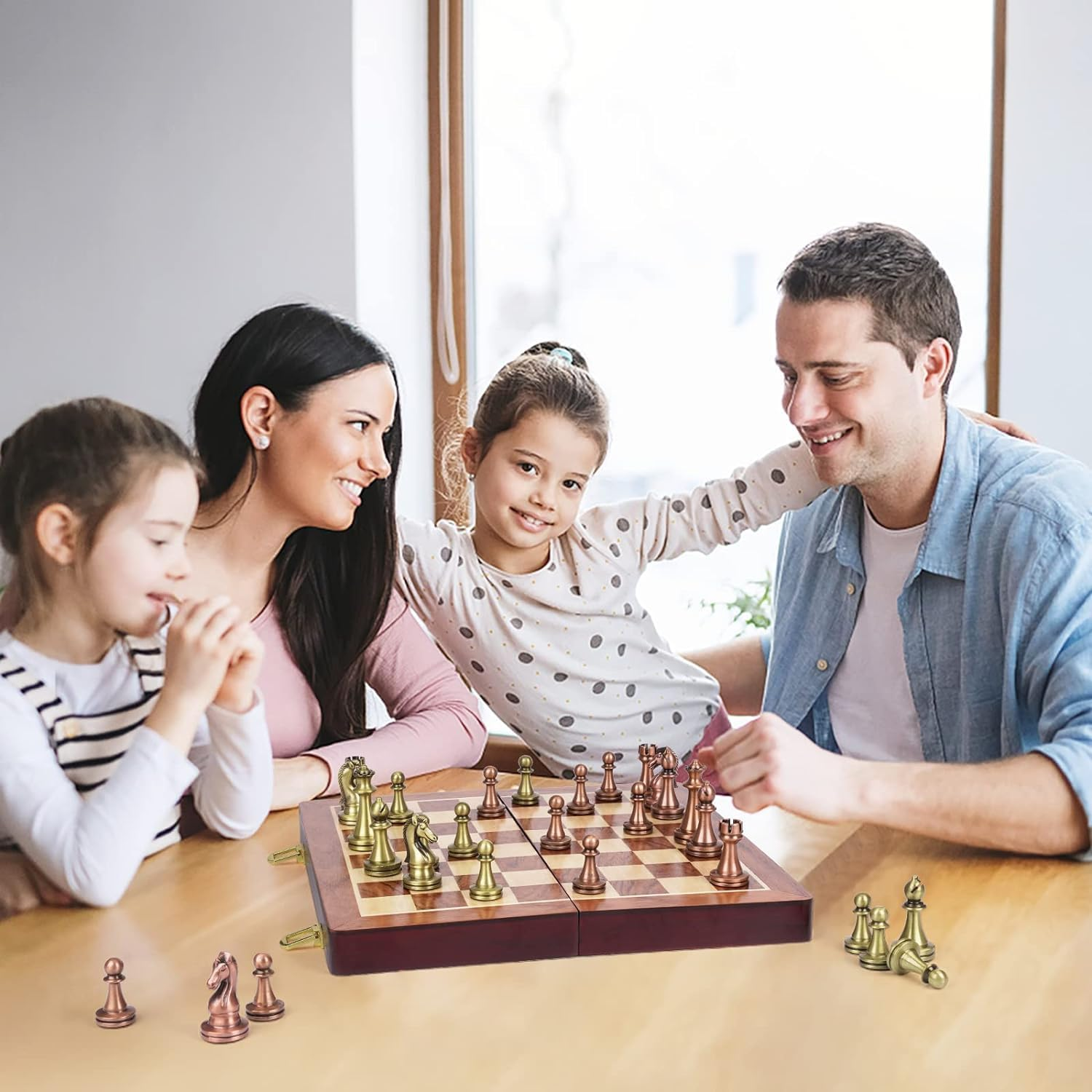 CPDES Large Retro Metal Chess,Folding Chess Board,Luxury Chess Is Perfect for Giving to Family or Friends, Style 2 image number 2