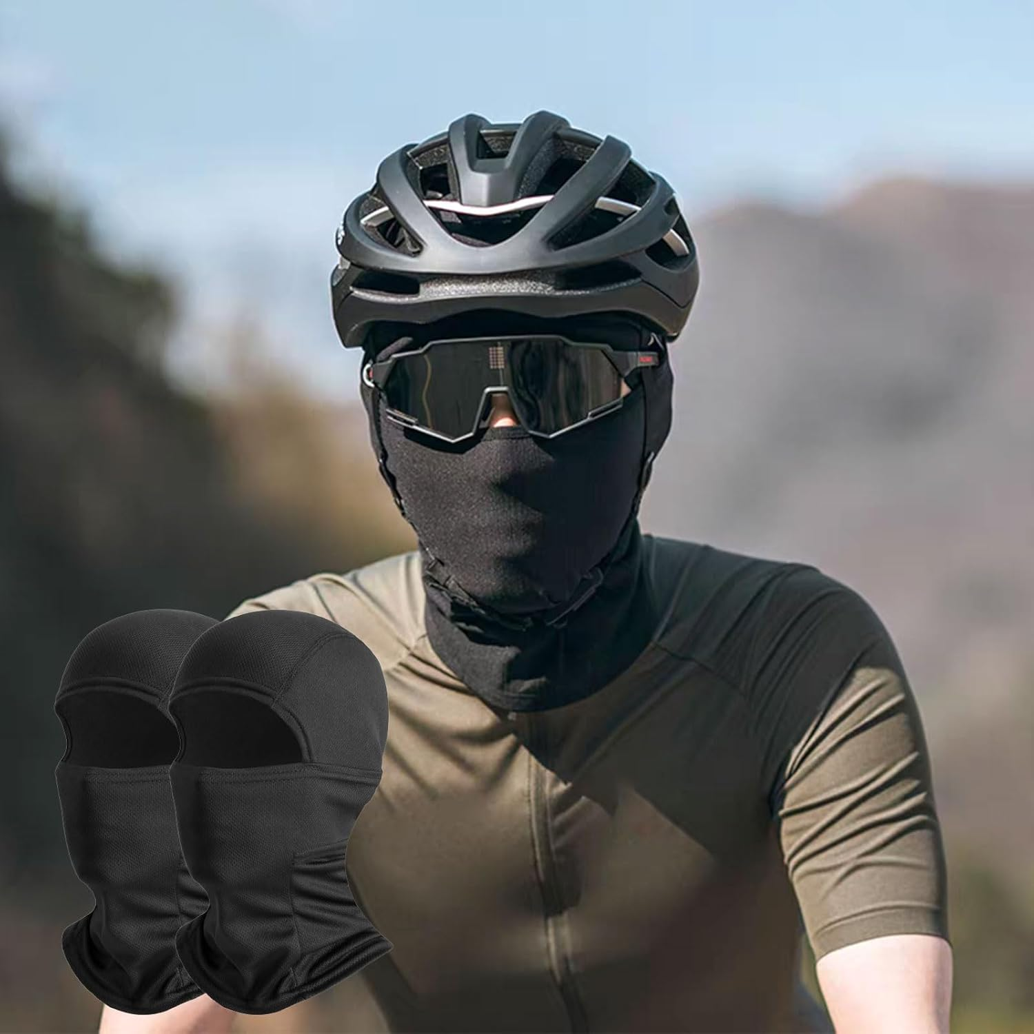 Zodaqian 2-Pack Thermal Winter Balaclava Ski Mask,Motorcycle Face Mask, Windproof Neck Gaiter for Outdoor Sports, Cycling, Skiing Black image number 4