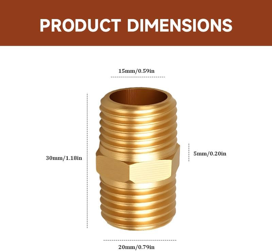 2 PCS 1/2" Male BSP Thread Brass Pipe Connector image number 3