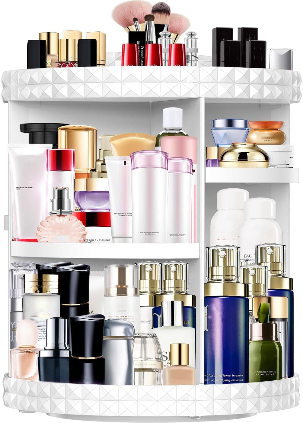 MISERWE Makeup Organizer 360 Degree Rotating 7 Adjustable Layers Large Capacity Cosmetic Organizer Transparent Make up Organizers and Storage image number 1