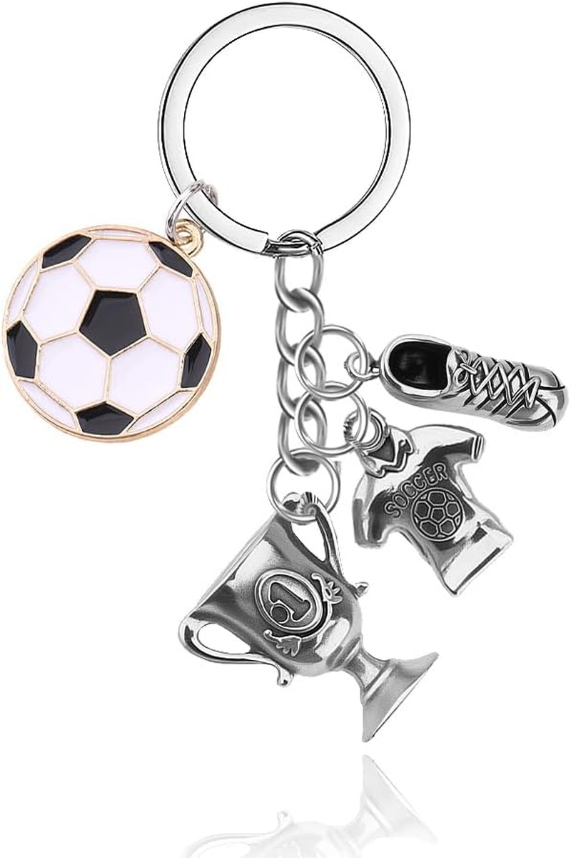 Soccer Player Birthday Gifts for Nephew Son Soccer Keychain for Boys Grandson Football Players Graudation Gifts for Students Team Football Keychains for Men Coach Trainer Car Keychain for Keys Wallet