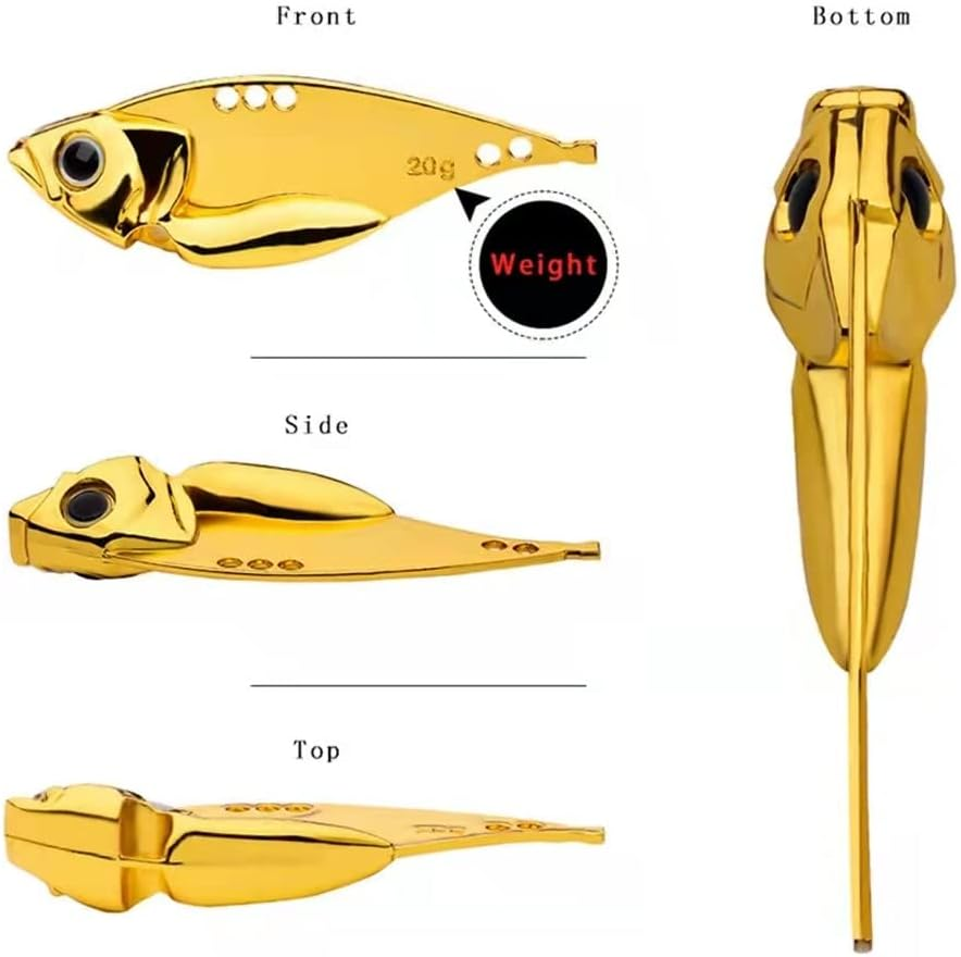 5 Pack Metal Blade Baits for Bass Fishing Lures Hard Metal VIB Fishing Spoons Crankbaits Swimbaits for Trout Walleye Crappie Saltwater Blade Bait Fishing image number 3