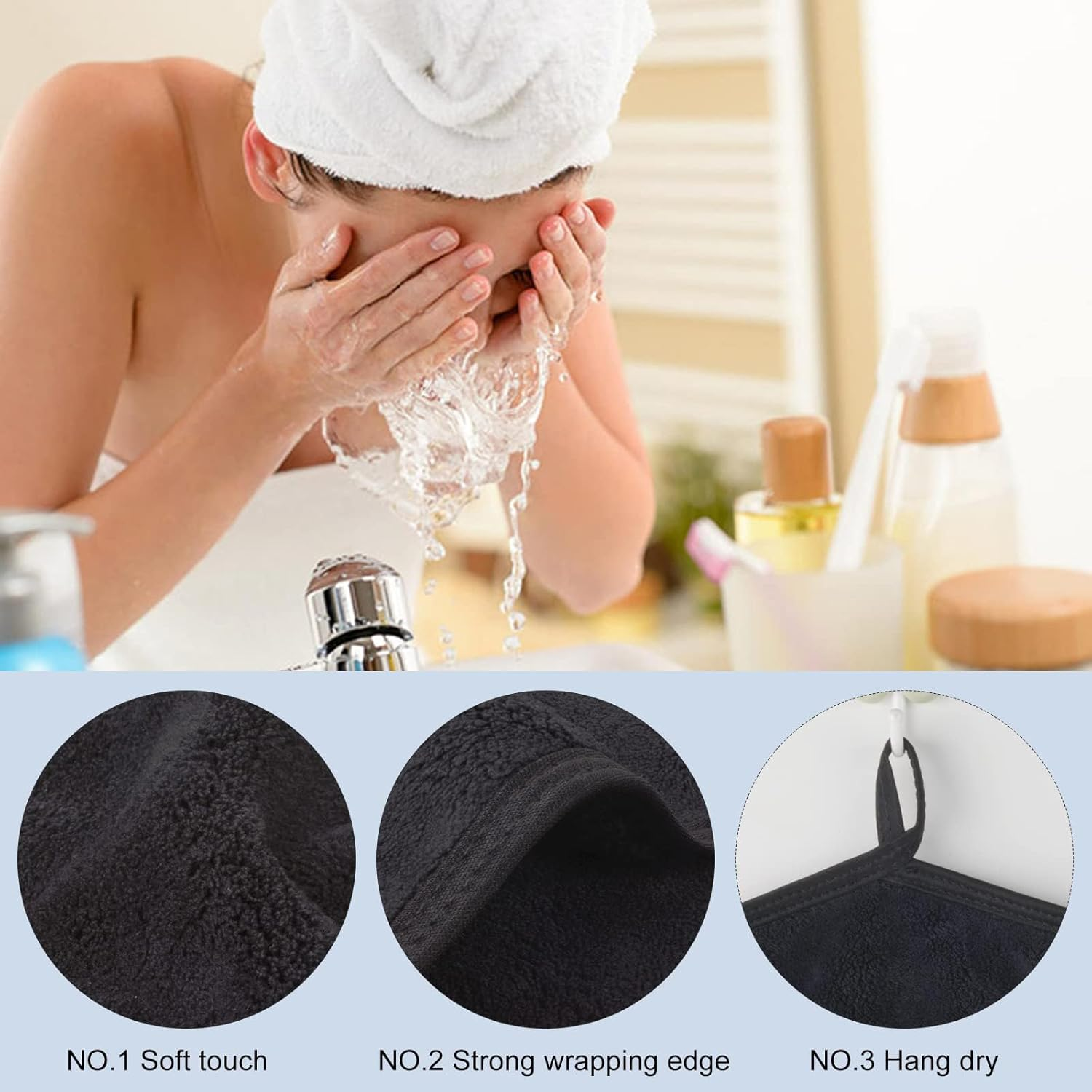 Zintan 4PCS Microfibre Makeup Remover Cloths Facial Cleansing Towels image number 1