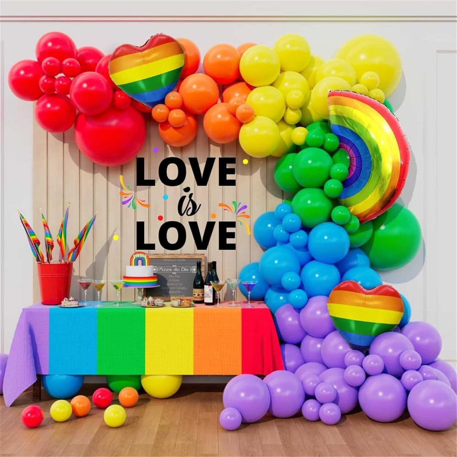 10PCS 18'' Rainbow Heart Foil Aluminum Balloons, Large Reusable Rainbow Heart Design Foil Balloons for Pride Month LGBTQ Gay Birthday Party Decorations image number 4