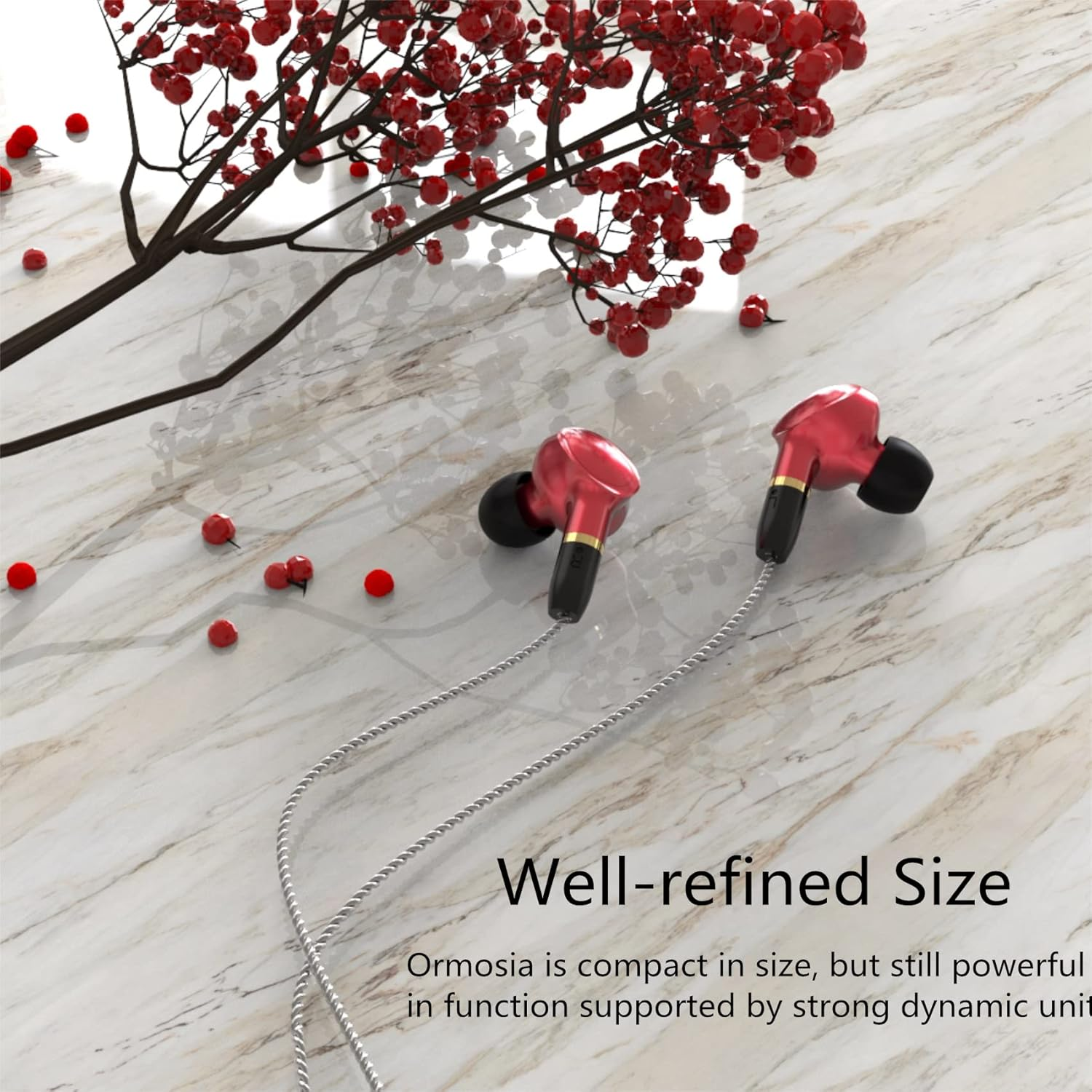 Kbear Ormosia Wired IEM Earphones Bass Earphones Earphones Sound Cancelling Earphones with MMCX Wire 1BA 1DD Driver without Microphone for PC Computer for Musicians (Red) image number 6