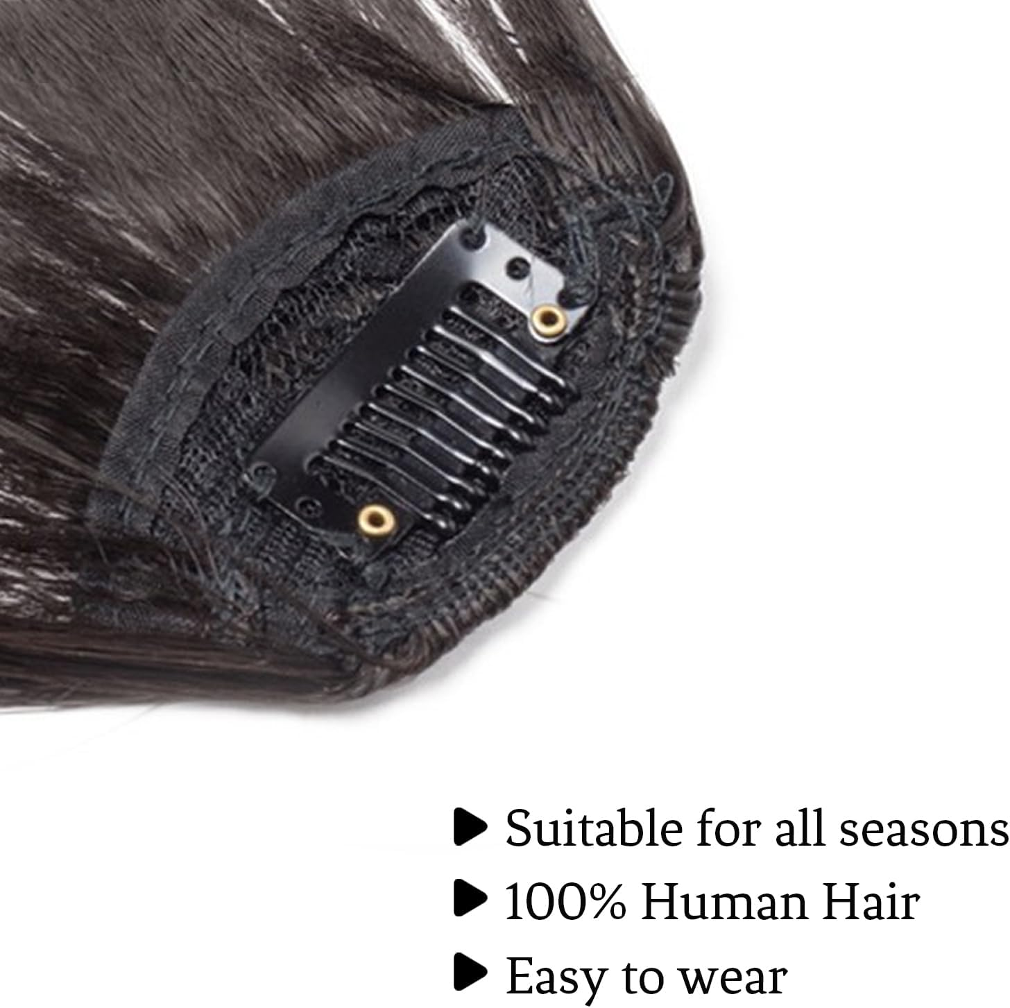 Hair Clip in Bangs -Real Human Hair Hairpiece Bangs Wispy Bangs Clip on Hair Extensions Fake Hair Bangs with Faux Curtain Bangs Temples Hairpieces for Women image number 5