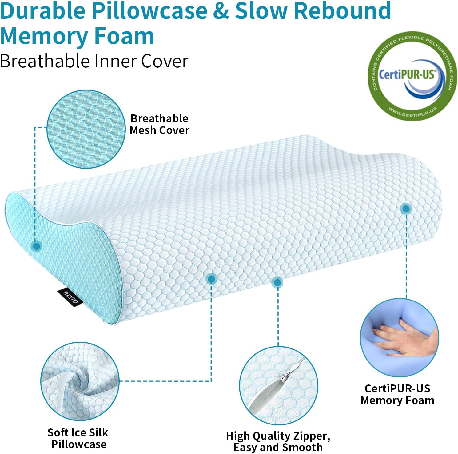 Memory Foam Pillows, Neck Pillow Queen Size Bed Pillow for Sleeping, Ergonomic Cervical Pillow Neck Support Pillow for Side Back Stomach Sleeper, Orthopedic Contour Pillow for Neck and Shoulder Pain image number 5
