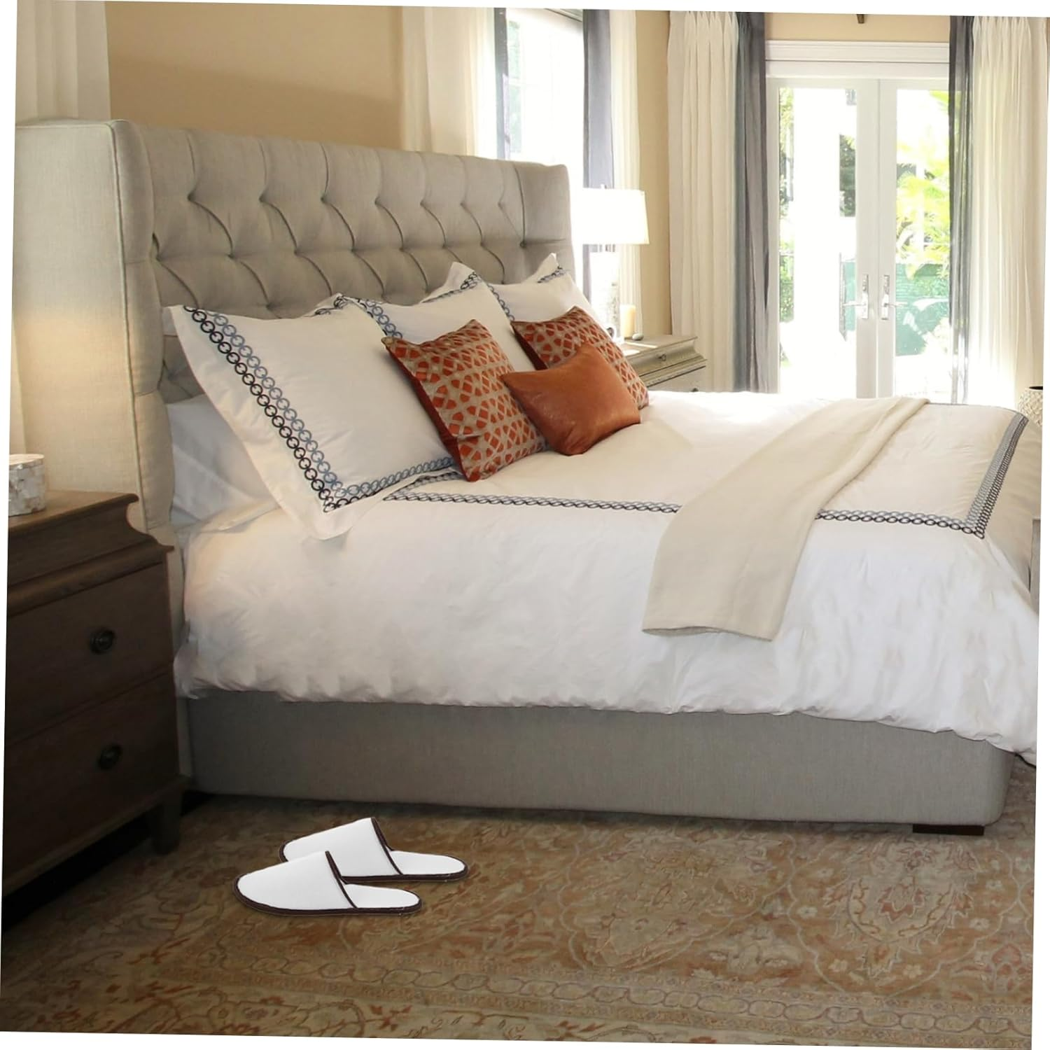 Baluue 5Pairs Disposable Slippers Hotel Guest House Spa Salon Non-Slip Eva Sole Washable Comfortable for Travel image number 1