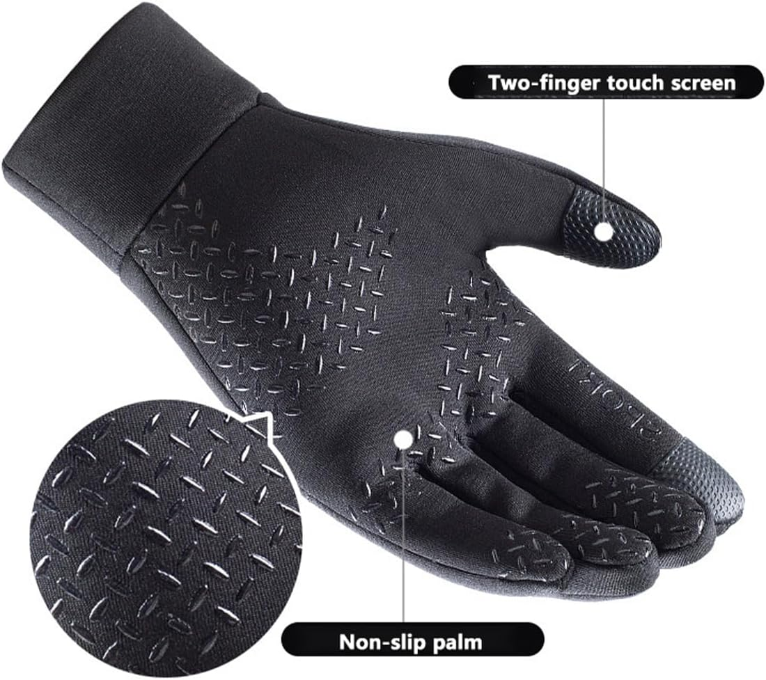 Winter Gloves Touch Screen Fingers, Anti-Slip, Water-Repellent Women Men Cycling Gloves, Perfect for Outdoor Jogging Skiing Hiking Running Black