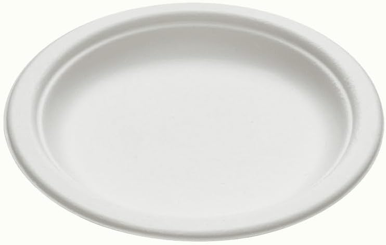 50 Pack, 15.5 Cm Sugarcane Plates, 6 Inch Disposable Plate, 100% Compostable Side Dish or Dessert Size Biodegradable Plate, for Hot and Cold Food, Eco-Friendly image number 1