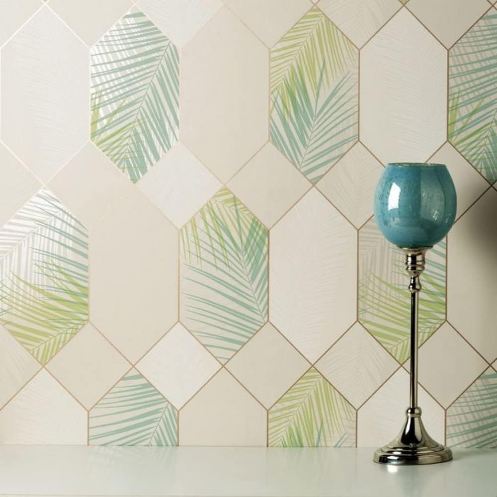 Miami Geometric Leaf Wallpaper Emerald/Gold Fine Decor FD42836 image number 6