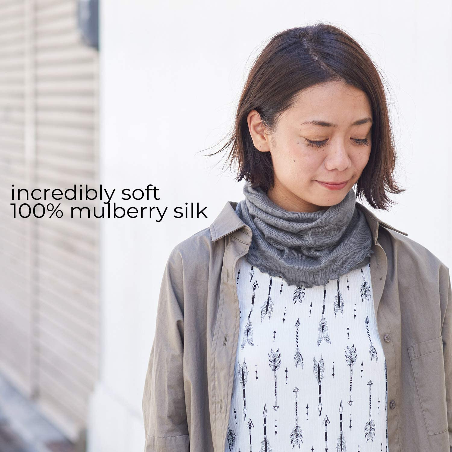 CHARM Silk Headband Scarf Neck Gaiter - Womens Chemo Head Wrap Mens Motorcycle Fashion - Ivory image number 2