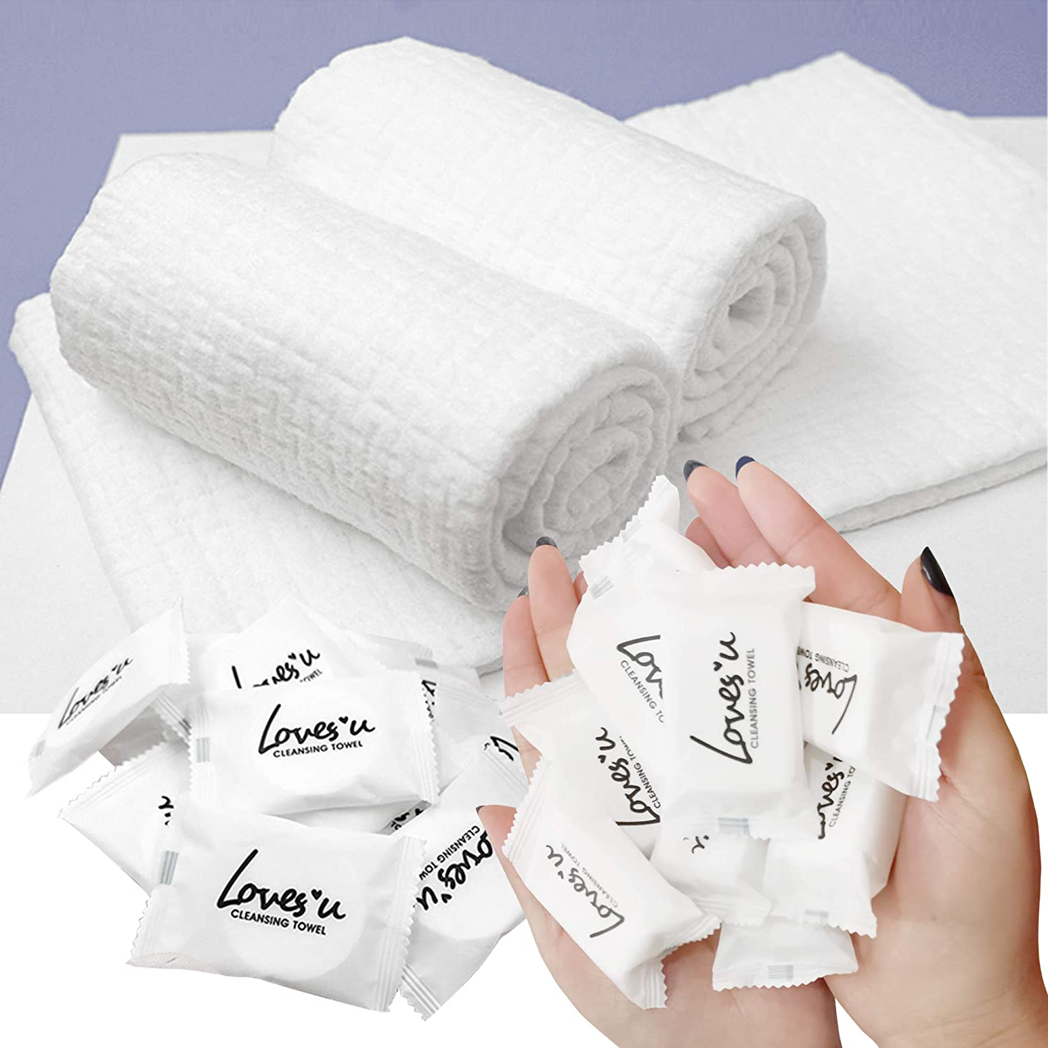 Insoftb Compressed Towel Tablets Disposable Portable Towel for Outdoor Travel Camping Hiking Sport Hotel Beauty Salon Soft Durable Reusable Thicker Style
