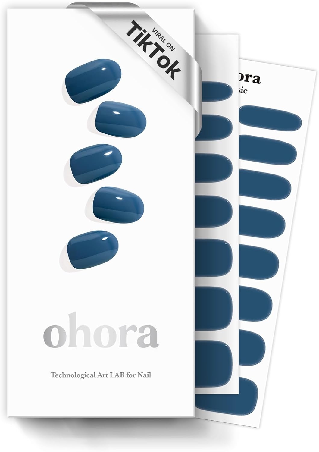 Ohora Semi Cured Gel Nail Strips (N Cream Very Peri) - Purple, Solid, Works with UV/LED Lamps, Salon-Quality, Long Lasting, Easy to Apply & Remove - Includes 2 Prep Pads, Nail File & Wooden Stick