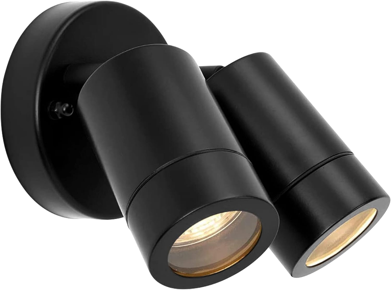 National Lighting IP44 Rated Outdoor Twin Spotlights, Gloss White Steel Adjustable Tilt outside Lights, Mains Powered Security Spot Lights, 2X 7W 240V LED GU10 (Not Included)